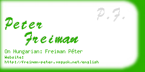 peter freiman business card
